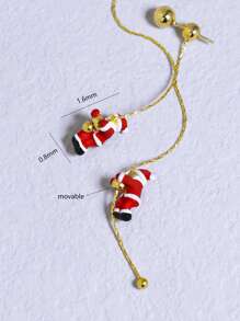 1 Pair Cute Christmas Santa Long Tassel Earrings, Holiday Party Matching Accessories - Yellow Gold - View 6