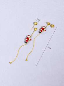 1 Pair Cute Christmas Santa Long Tassel Earrings, Holiday Party Matching Accessories - Yellow Gold - View 7