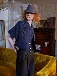 The Pearl Collective 破洞翻蓋細節短夾克 - 藏蓝色 - 查看 4