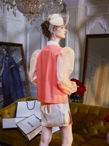 YAYA ZAHIR Contrast Organza Lantern Sleeve Shirt - Multicolor - View 2