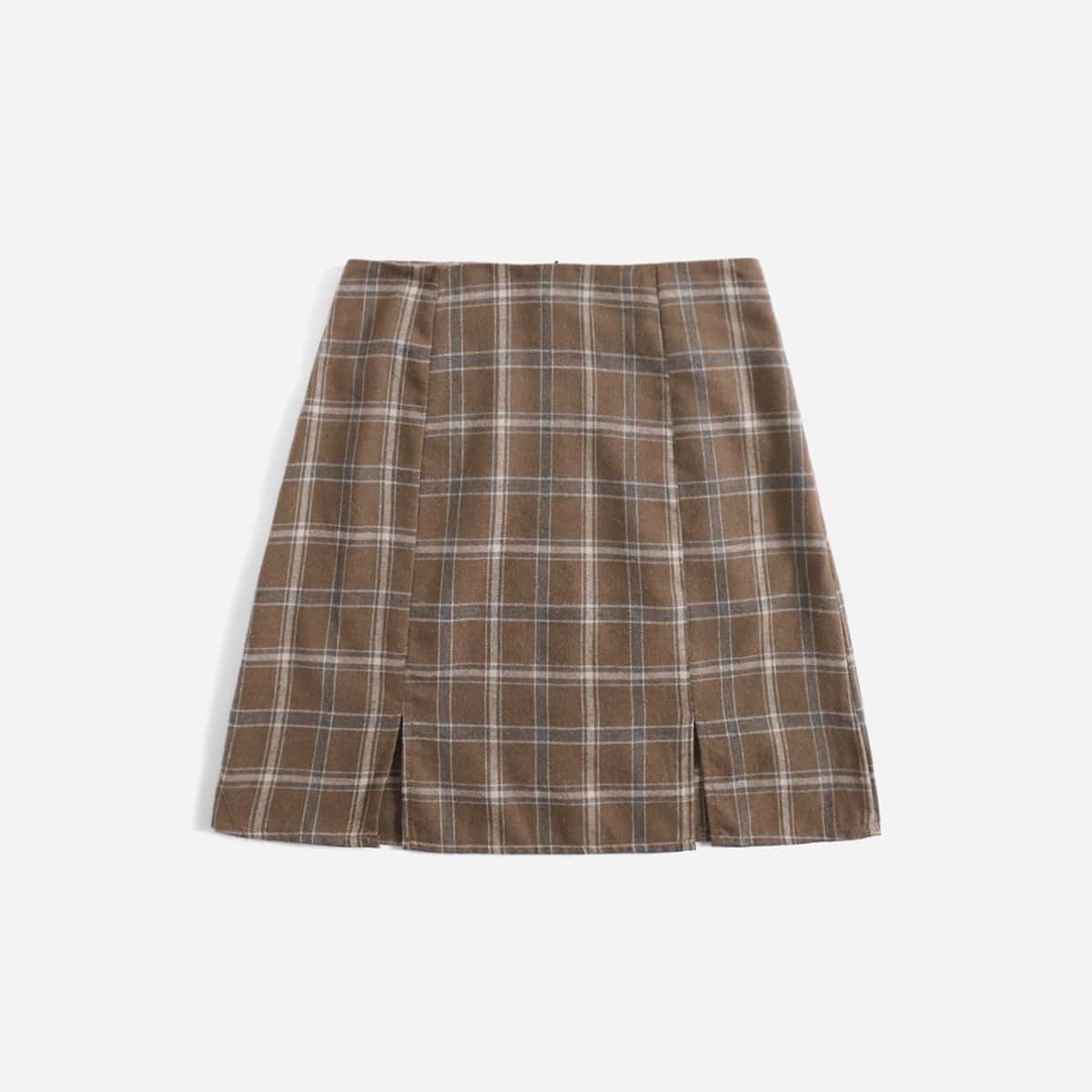 

Plaid Split Skirt, Multicolor