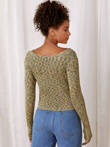 SHEIN 交叉圍裹段染套頭毛衣