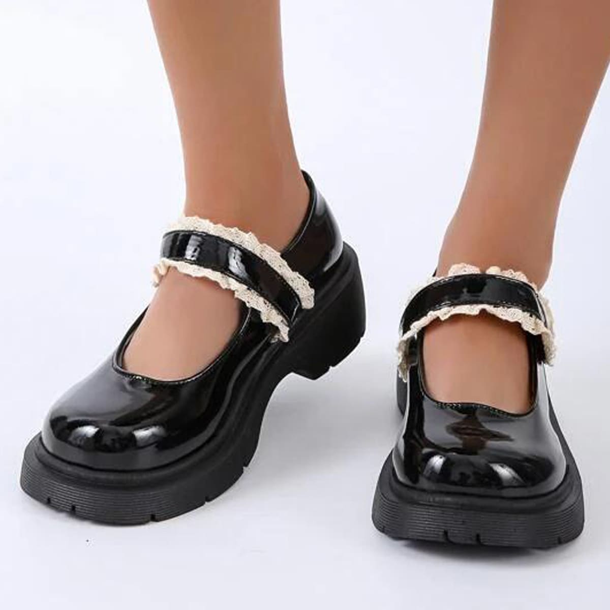 

Patent Leather Mary Jane Flats, Black