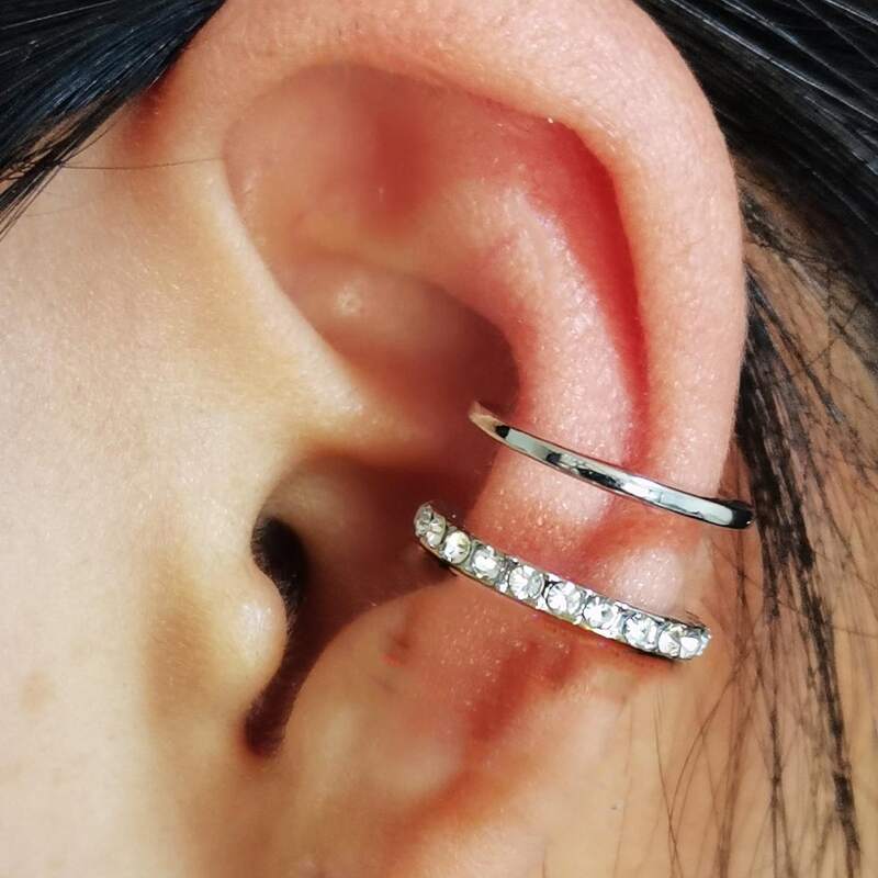 

Rhinestone Decor Ear Cuff, Silver