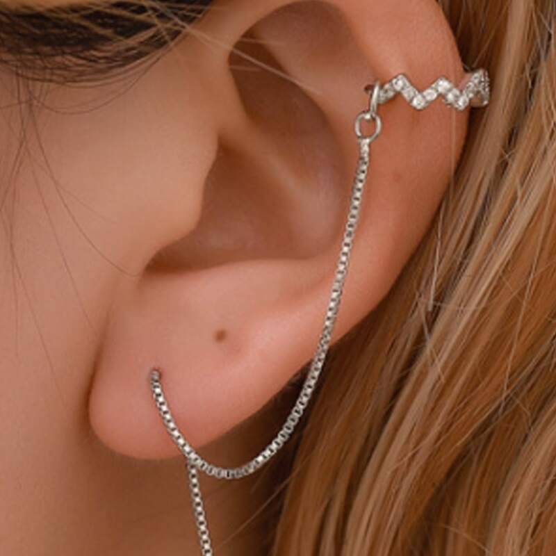 

1pc Rhinestone Decor Earring, Silver
