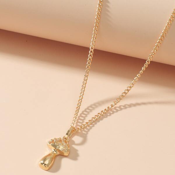 

Mushroom Charm Necklace, Gold