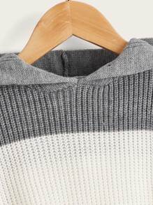 SHEIN Boys Cut And Sew Hooded Sweater - Multicolor - View 3