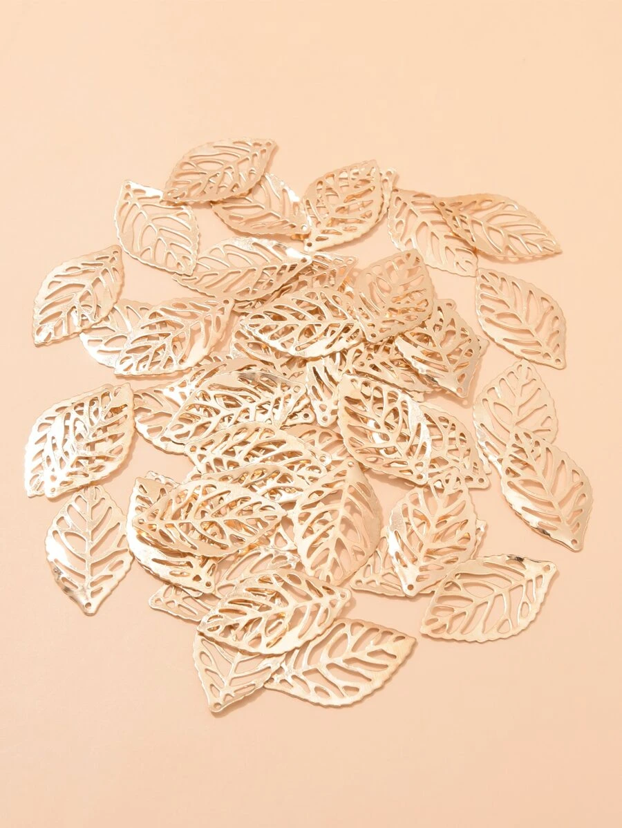 50pcs Leaf DIY Pendant - Yellow Gold - View 1