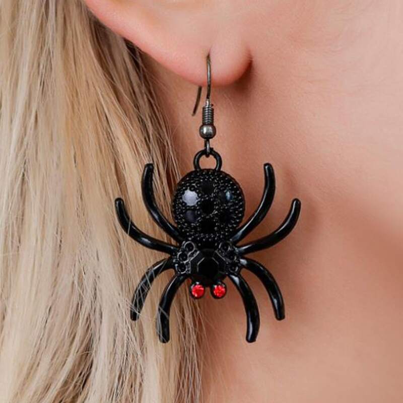 

Spider Drop Earrings, Black