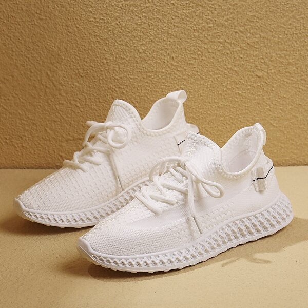 

Minimalist Lace Up Front Sports Shoes, White