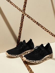 Breathable Lace-Up Front Sneakers Sports Shoes Casual Shoes Trainers - Black - View 7