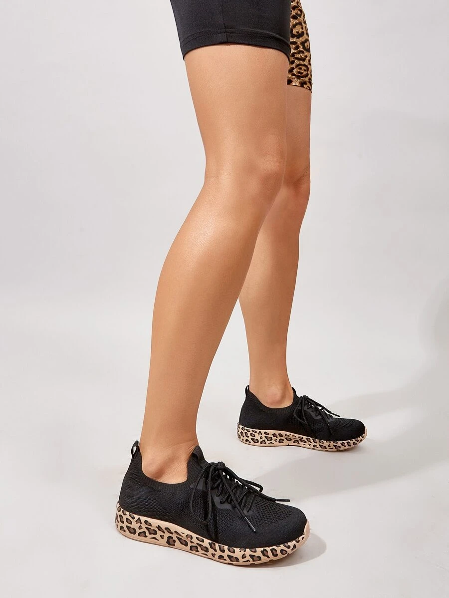 Breathable Lace-Up Front Sneakers Sports Shoes Casual Shoes Trainers - Black - View 1