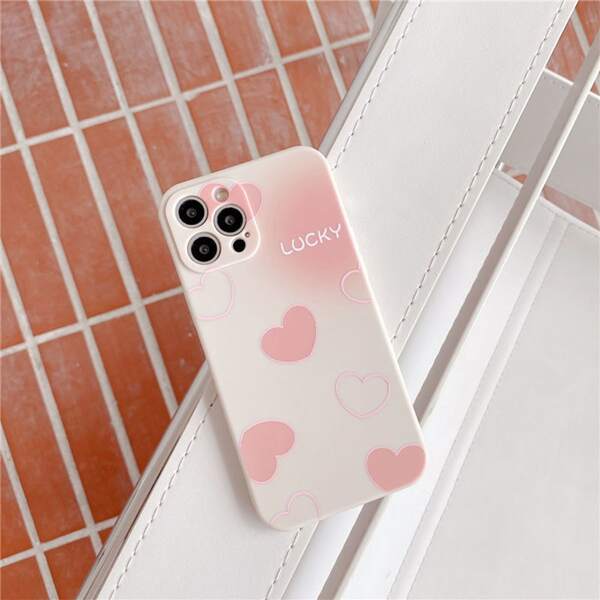 

Heart Pattern Phone Case, Beige