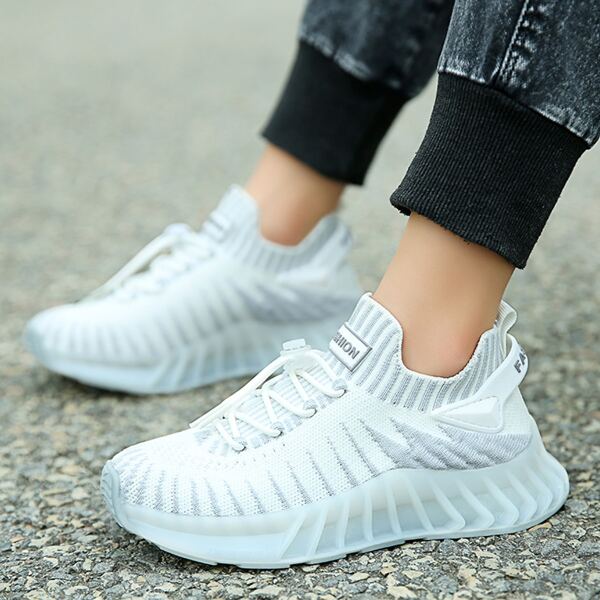 

Girls Striped Pattern Breathable Sneakers, Multicolor
