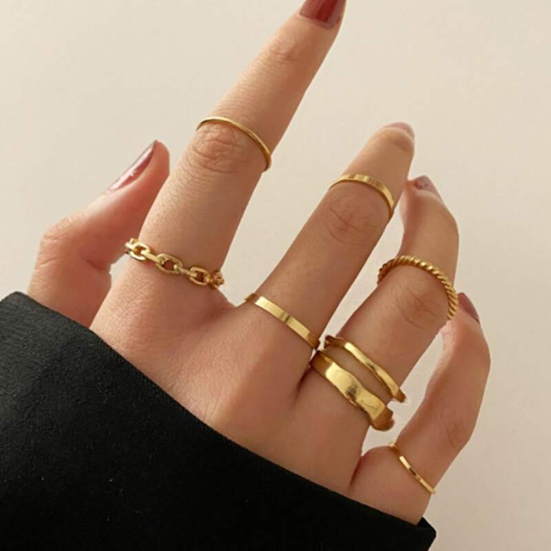 

7pcs Minimalist Ring, Gold