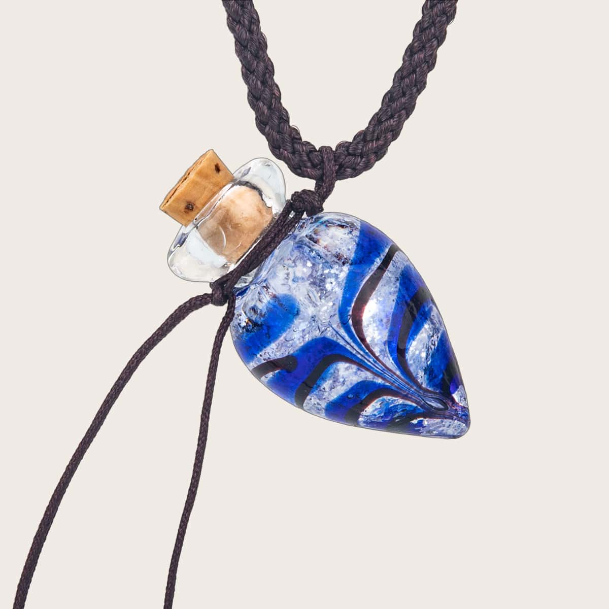 

Glass Bottle Decor Braided Necklace, Multicolor