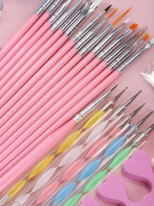 Professional 10pcs/set Nail Brush Set With Nail Jewelry Nail Tool Use For Diy Nail Art - Multicolor - View 3