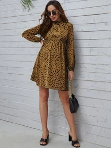 SHEIN Maternity Allover Print Mock Neck Dress - Multicolor - View 3