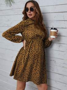 SHEIN Maternity Allover Print Mock Neck Dress - Multicolor - View 4