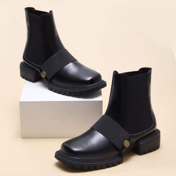 

Minimalist Block Heeled Chelsea Boots, Black