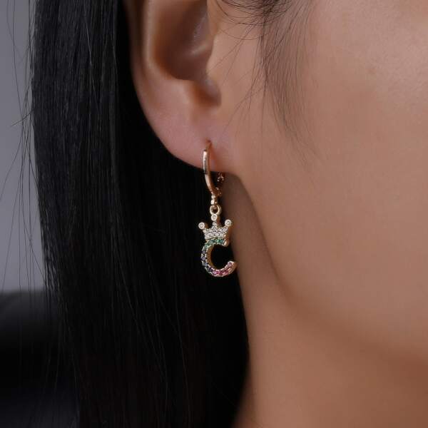 

Rhinestone Letter Decor Drop Earrings, Multicolor