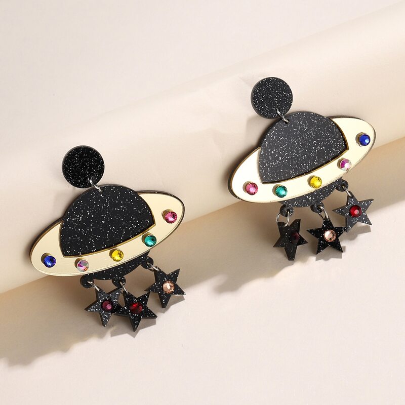 

Planet Decor Earrings, Black