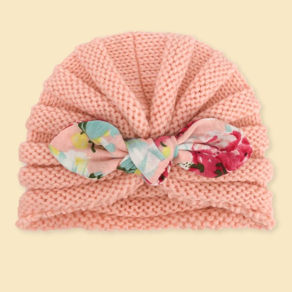

Baby Bow Decor Knitted Hat, Pink
