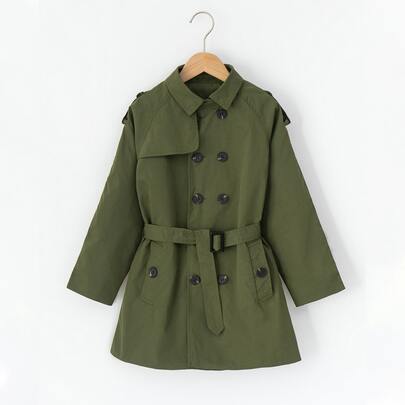 Girls Double Breasted Belted Trench Coat