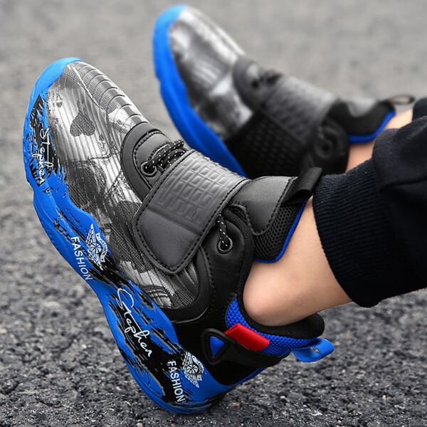 

Boys Colorblock Velcro Strap Basketball Shoes, Multicolor