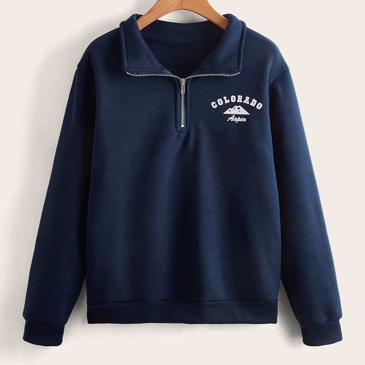 

Letter Graphic Half Zip Sweatshirt, Navy blue