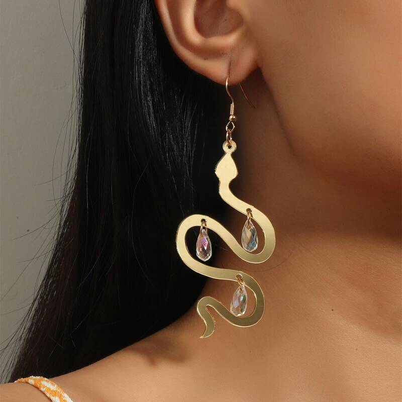

Snake Drop Earrings, Gold