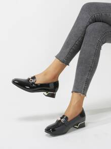 Trang trí Horsebit Hoa văn Cá sấu Giày đế bệt - màu đen - Xem 4