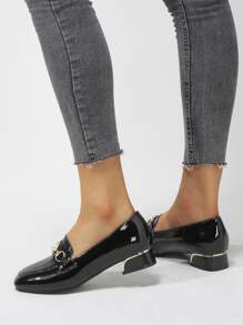 Trang trí Horsebit Hoa văn Cá sấu Giày đế bệt - màu đen - Xem 5