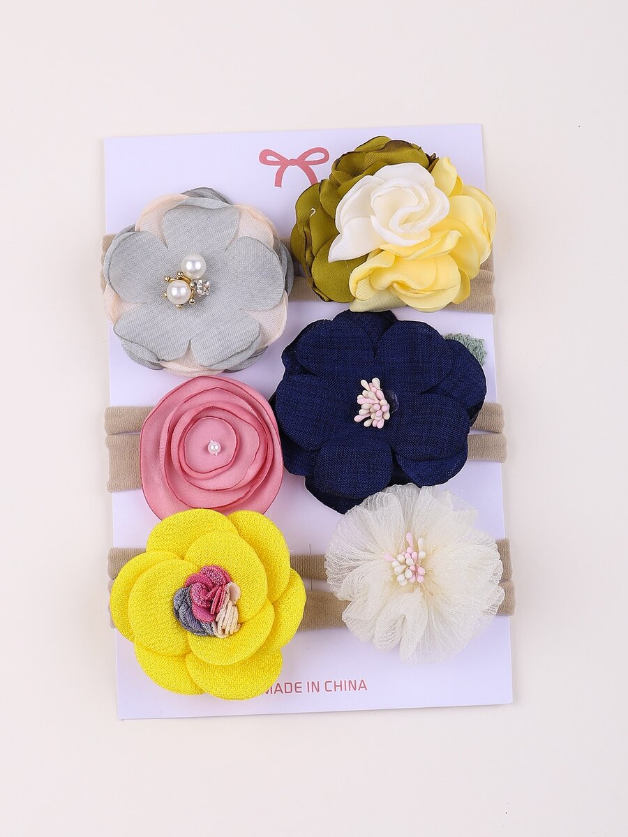 Băng đô trang trí hoa 6 mảnh cho bé - Nhiều màu - Xem 1