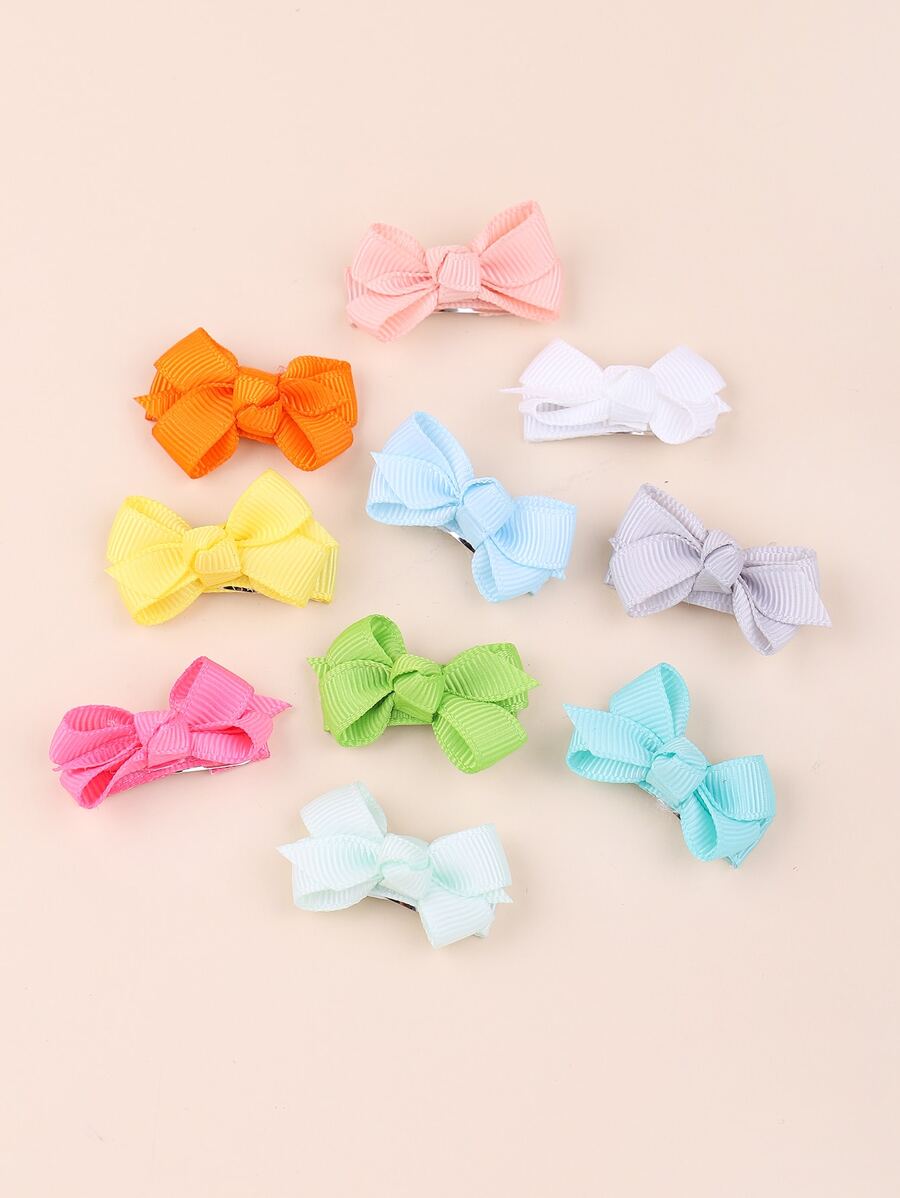 嬰兒10入組蝴蝶結髮夾 - 彩色 - 查看 1