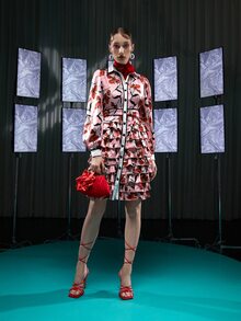 Sylvia Mollie Floral Print Contrast Binding Layered Ruffle Hem Dress - Multicolor - View 5