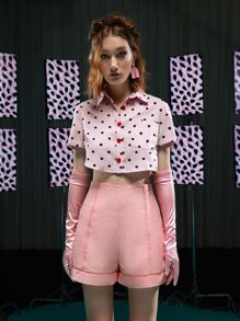 LI WEN 高腰頂針短褲 - 淺粉色 - 查看 3