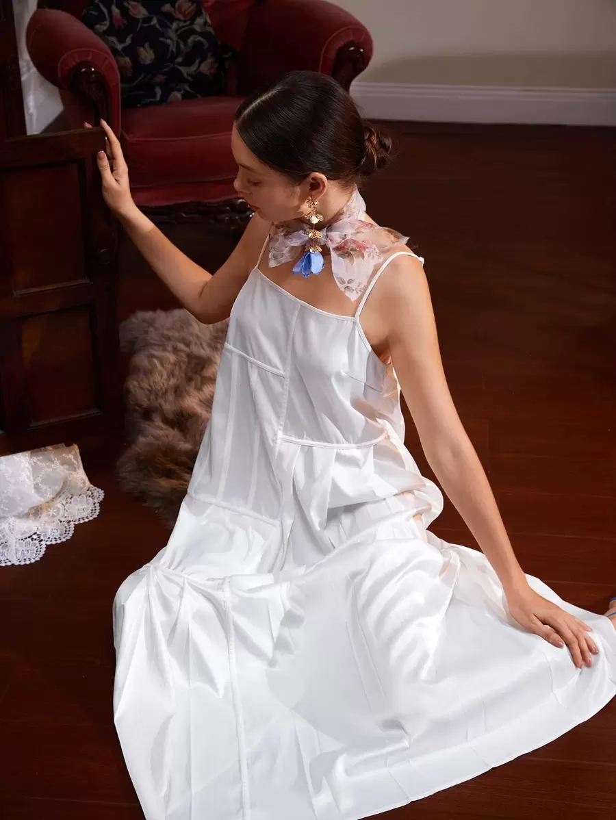 AVERINEWYOU Đầm màu trơn Boho - trắng - Xem 1