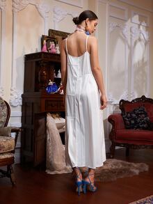 AVERINEWYOU Đầm màu trơn Boho - trắng - Xem 2