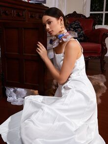 AVERINEWYOU Đầm màu trơn Boho - trắng - Xem 4