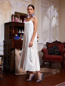 AVERINEWYOU Đầm màu trơn Boho - trắng - Xem 5