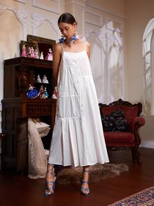 AVERINEWYOU Đầm màu trơn Boho - trắng - Xem 6