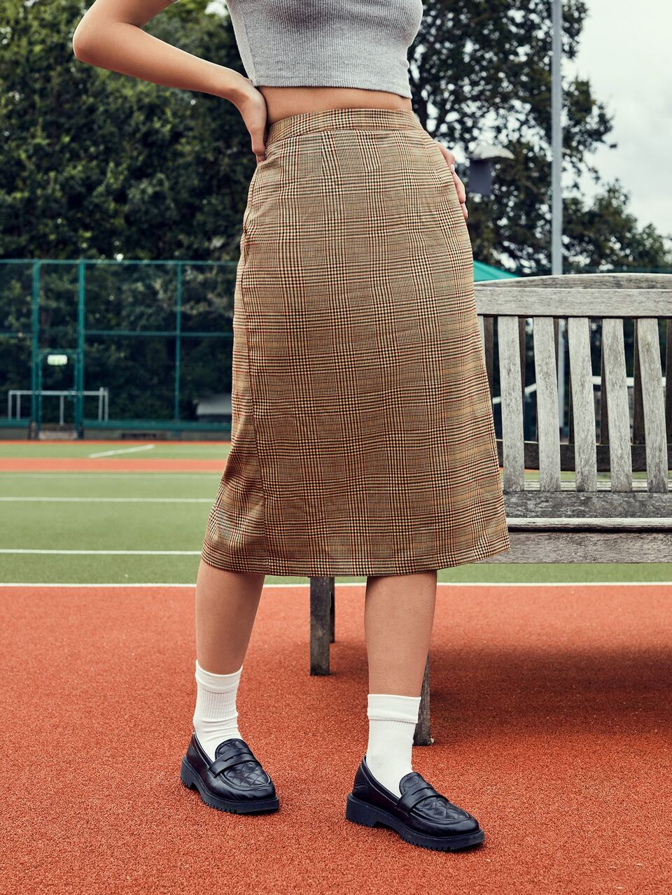 High Waist Plaid Print Skirt