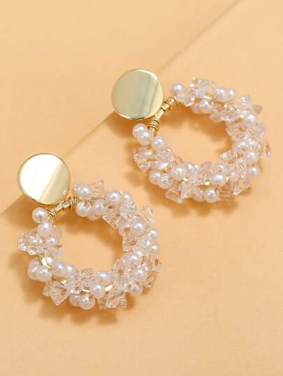 קישוט פנינה מלאכותית עגילים תלויים