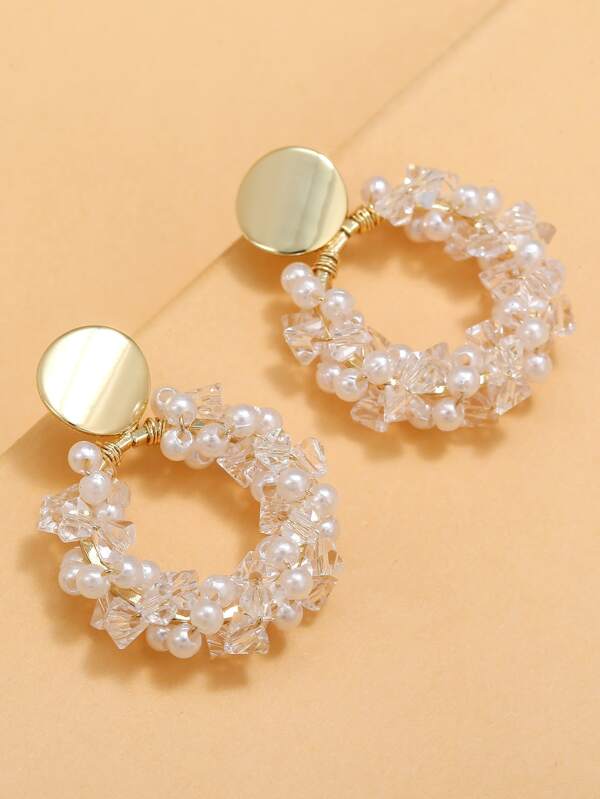 Faux Pearl Decor Drop Earrings