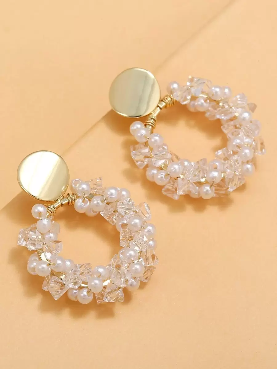 Faux Pearl Decor Drop Earrings - Multicolor - View 1