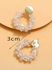 Faux Pearl Decor Drop Earrings - Multicolor - View 3