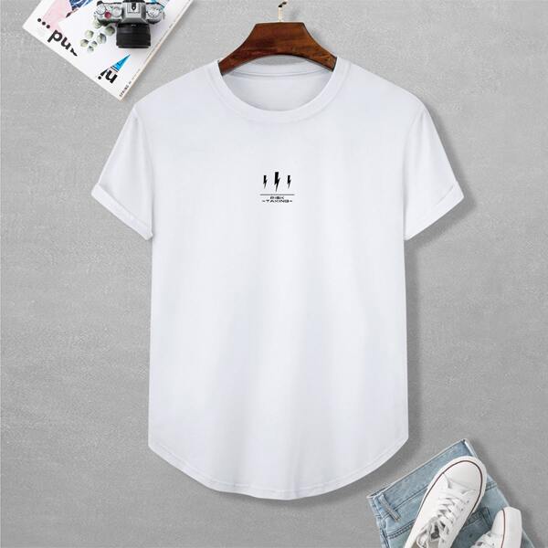 

Men Lightning And Letter Graphic Tee, White