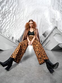 SHEIN ICON Single Button PU Leather Blazer - Coffee Brown - View 2