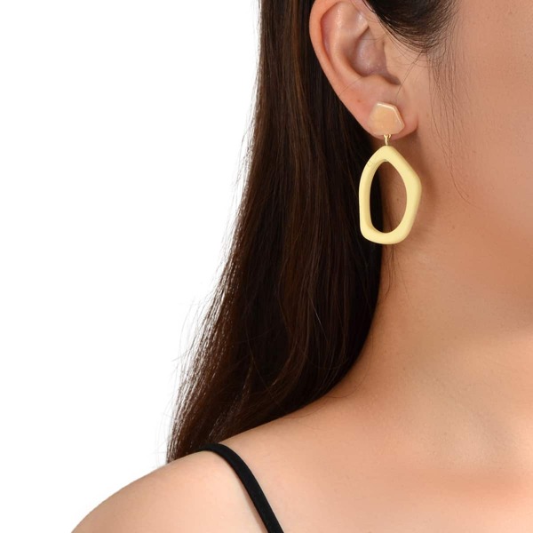 

Geometric Drop Earrings, Beige